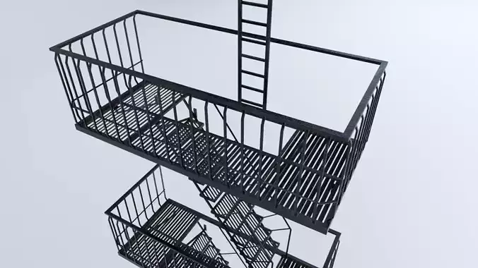Large Fire Escape Low-poly 3D model
