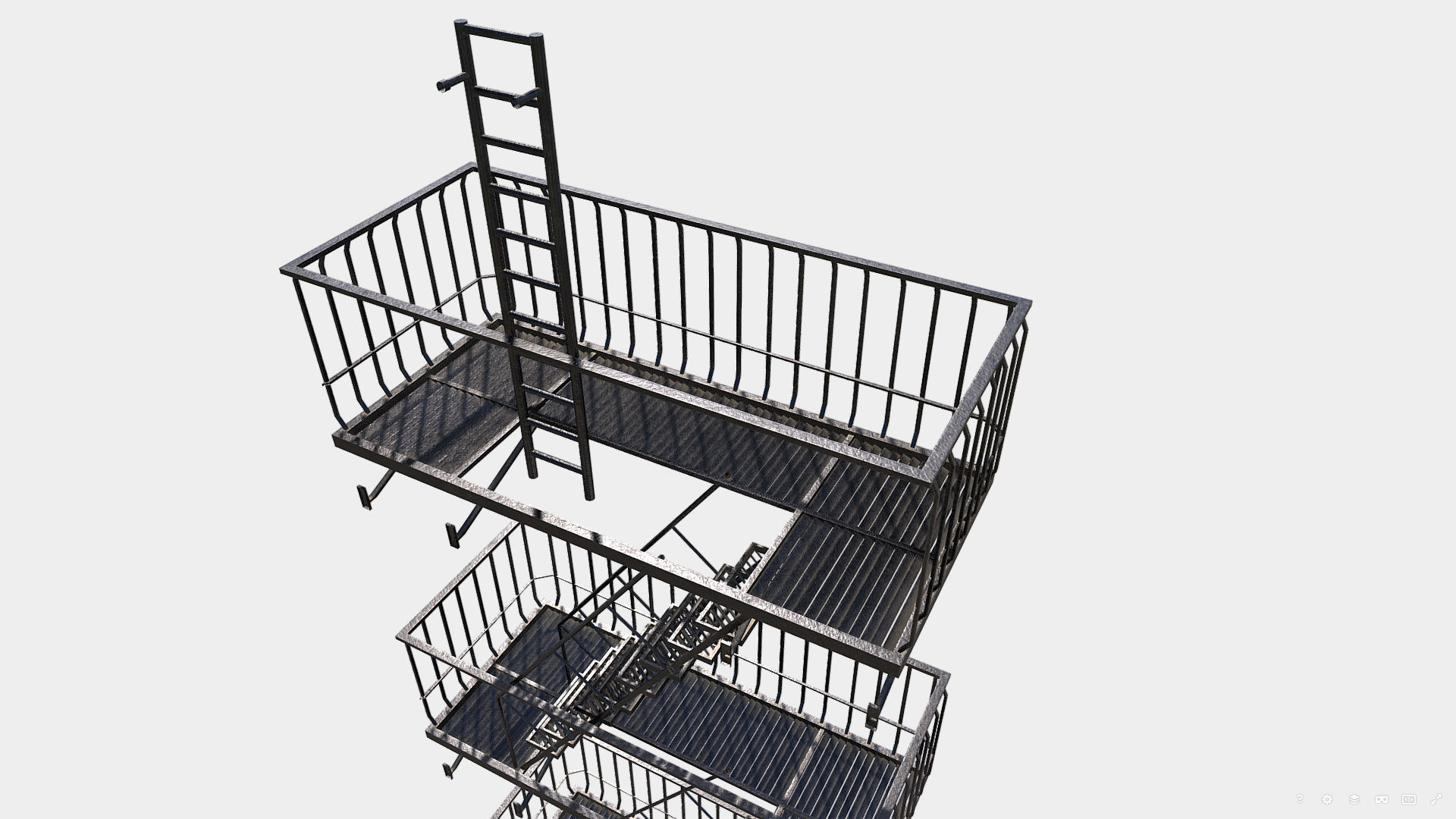Large Fire Escape Low-poly 3D model_8