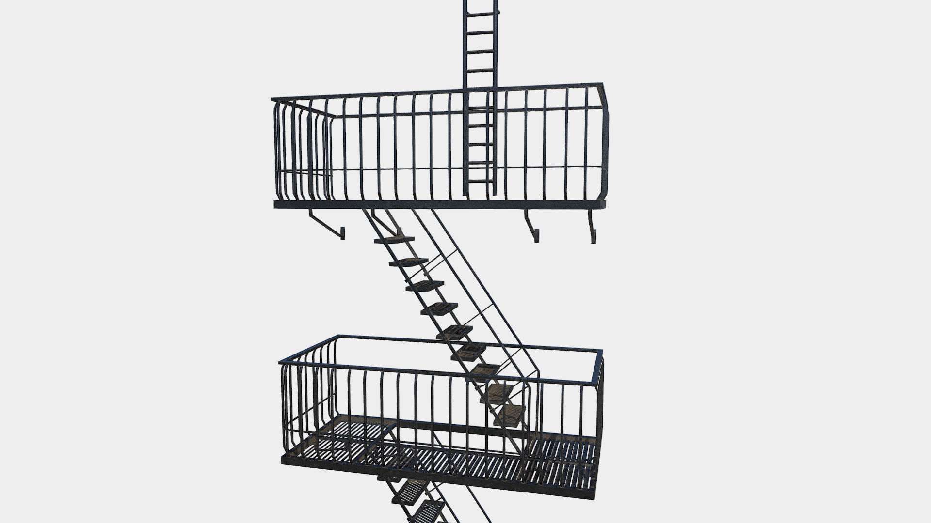 Large Fire Escape Low-poly 3D model_9