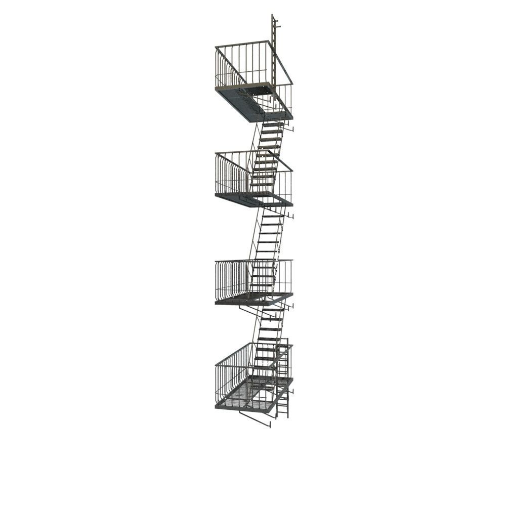 Large Fire Escape Low-poly 3D model_13