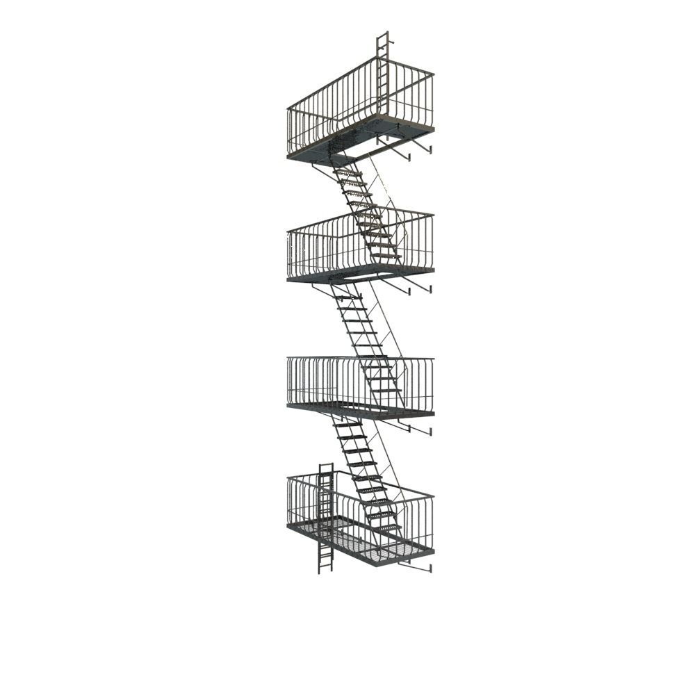 Large Fire Escape Low-poly 3D model_12