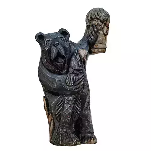 Park Dog Figurine with Fish and Beer