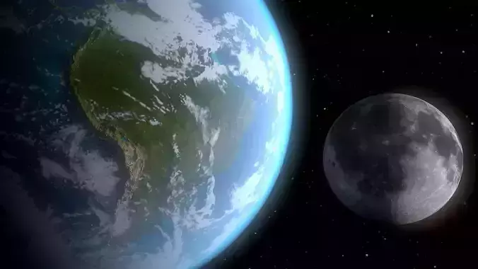 Sci-fi Earth and the Moon