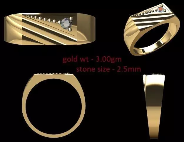 rings gold ring with diamonds 3D print model