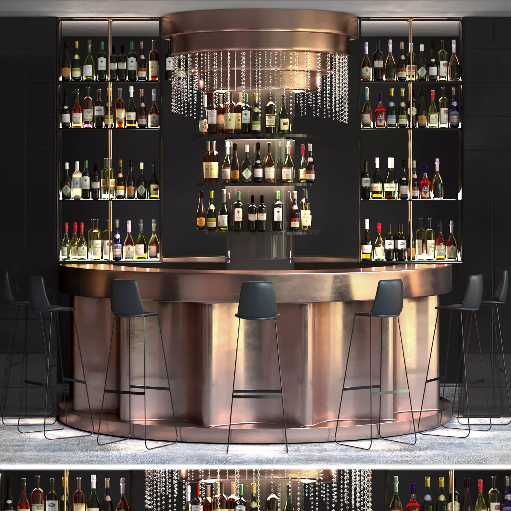 Large bar counter 3D model