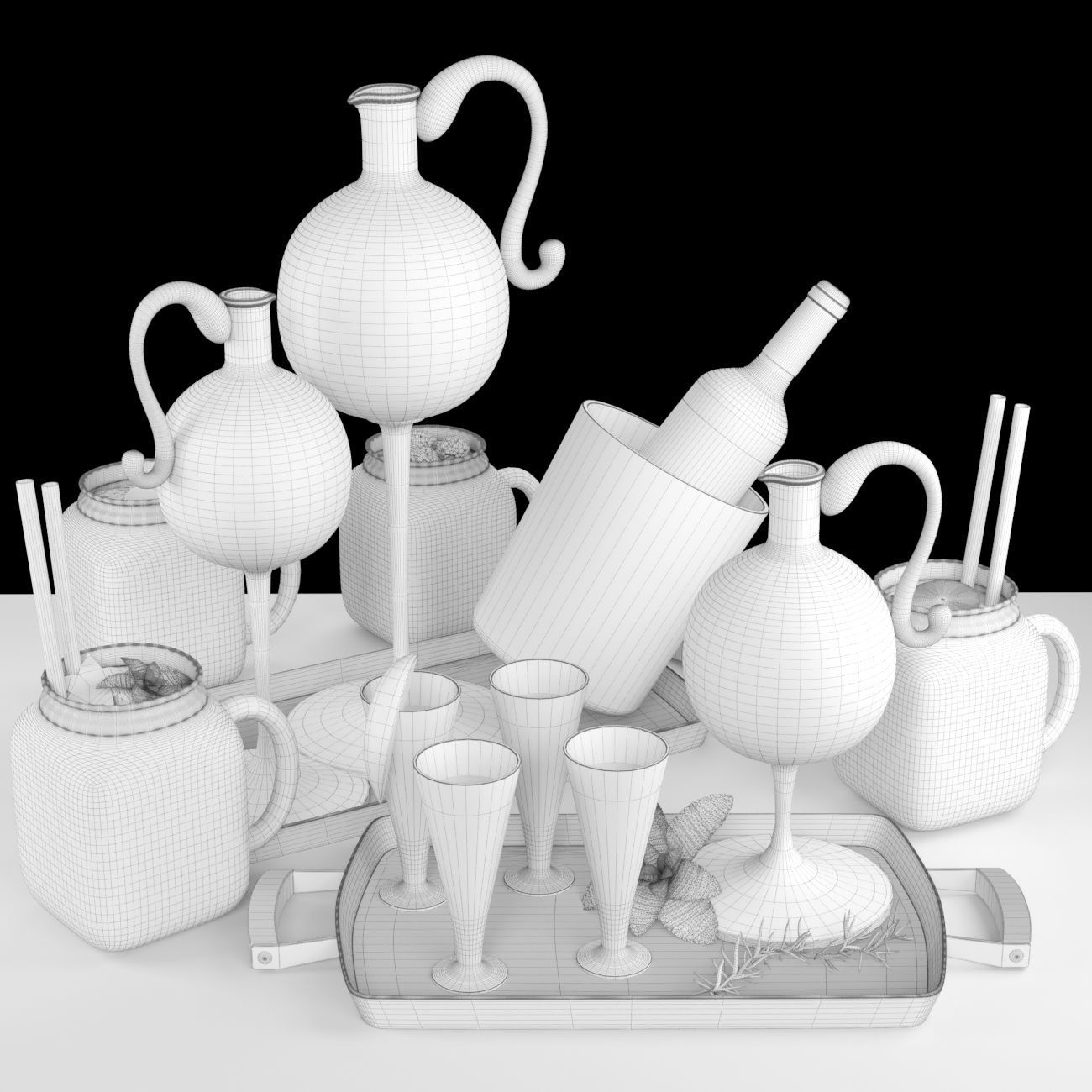 Set of cocktails 3D model_1