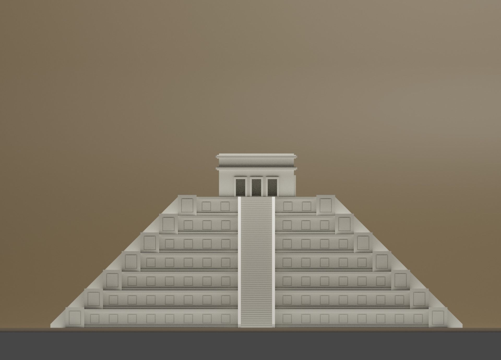 Cartoon Mayan Pyramid 3D model_2