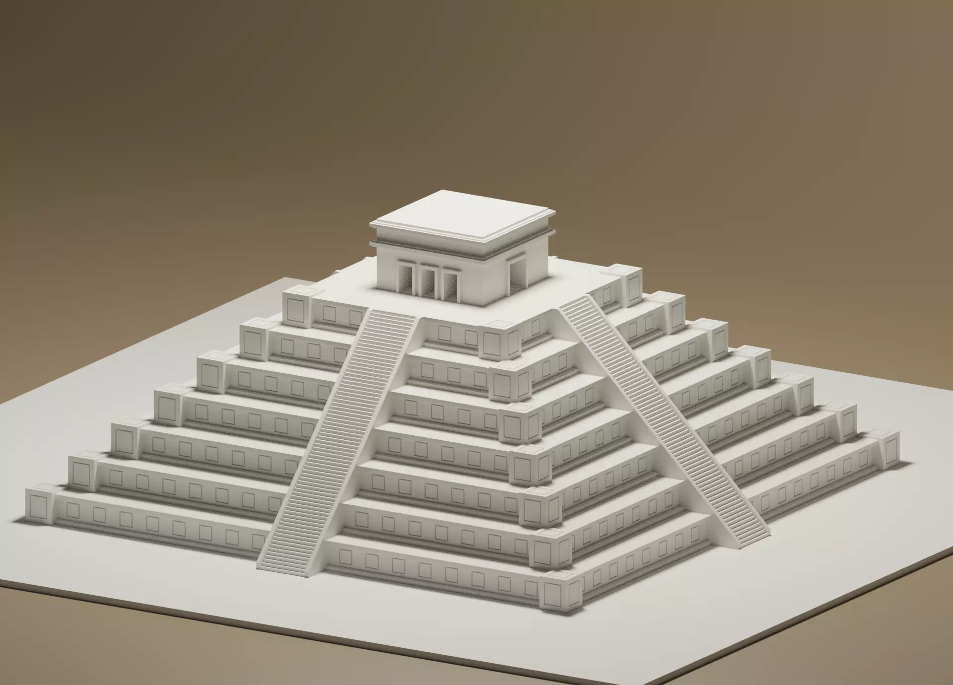 Cartoon Mayan Pyramid 3D model_0