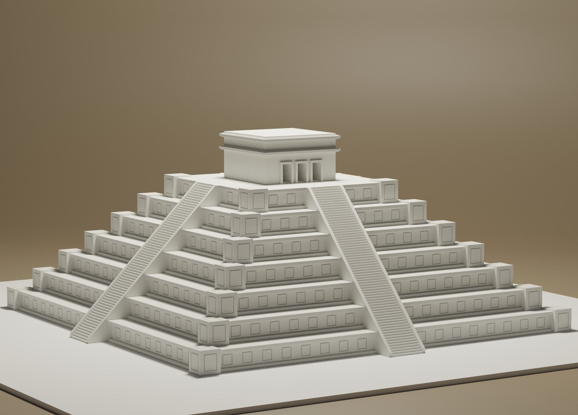 Cartoon Mayan Pyramid 3D model_1