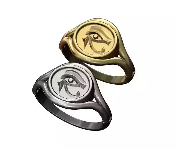 Oval Eye of Horus motif signet ring 