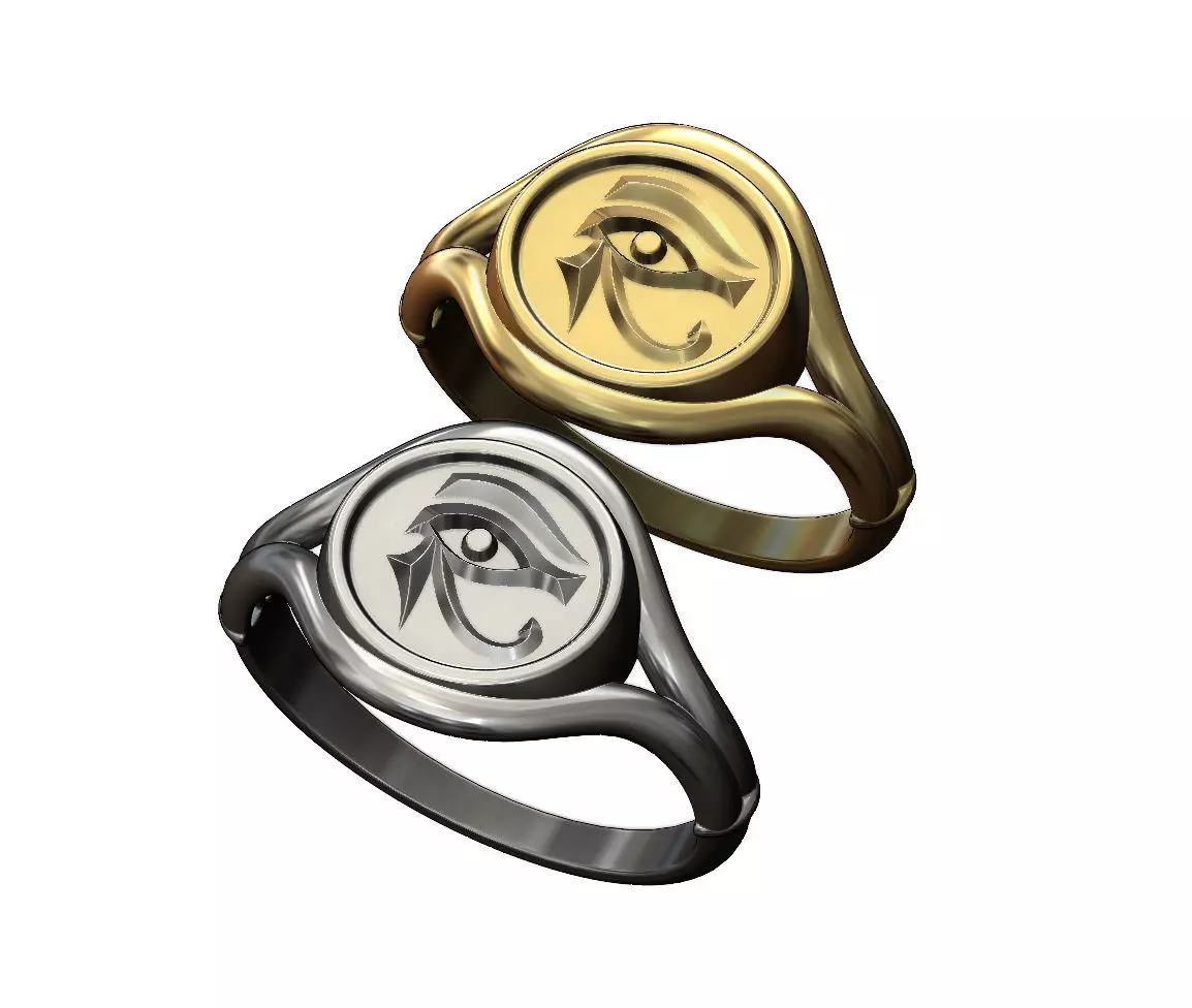 Oval Eye of Horus motif signet ring 3D print model