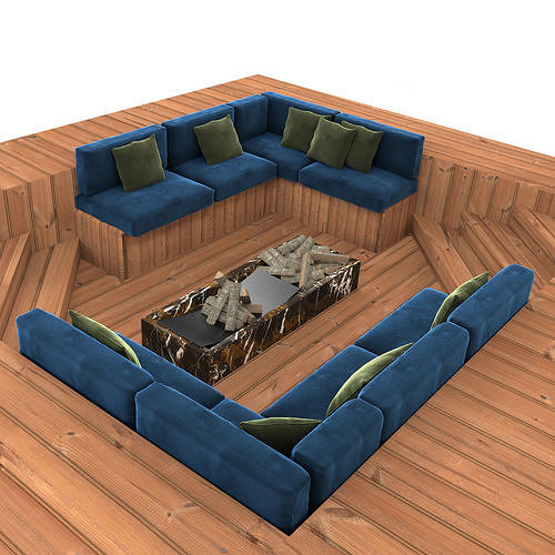 Sofa for overflow swimming pool  3D model