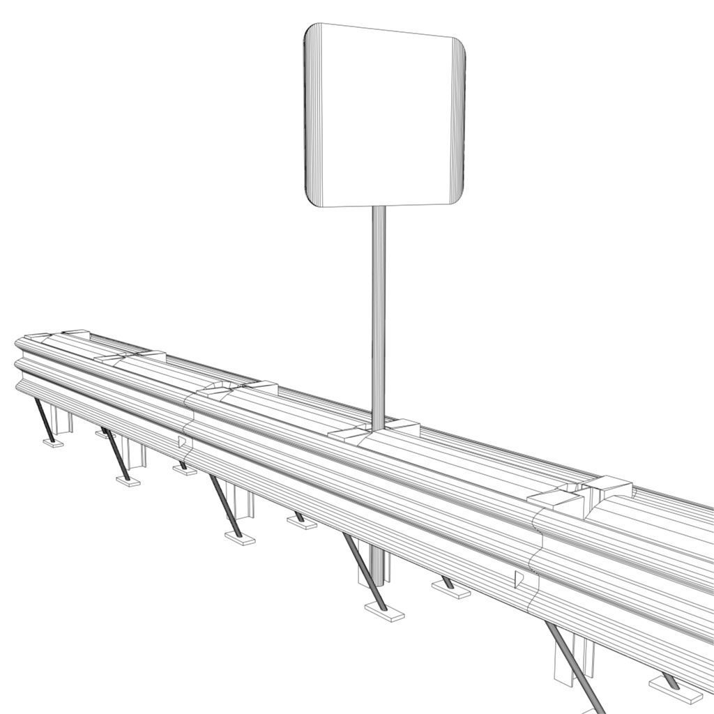 Guard Rail Low-poly 3D model_11