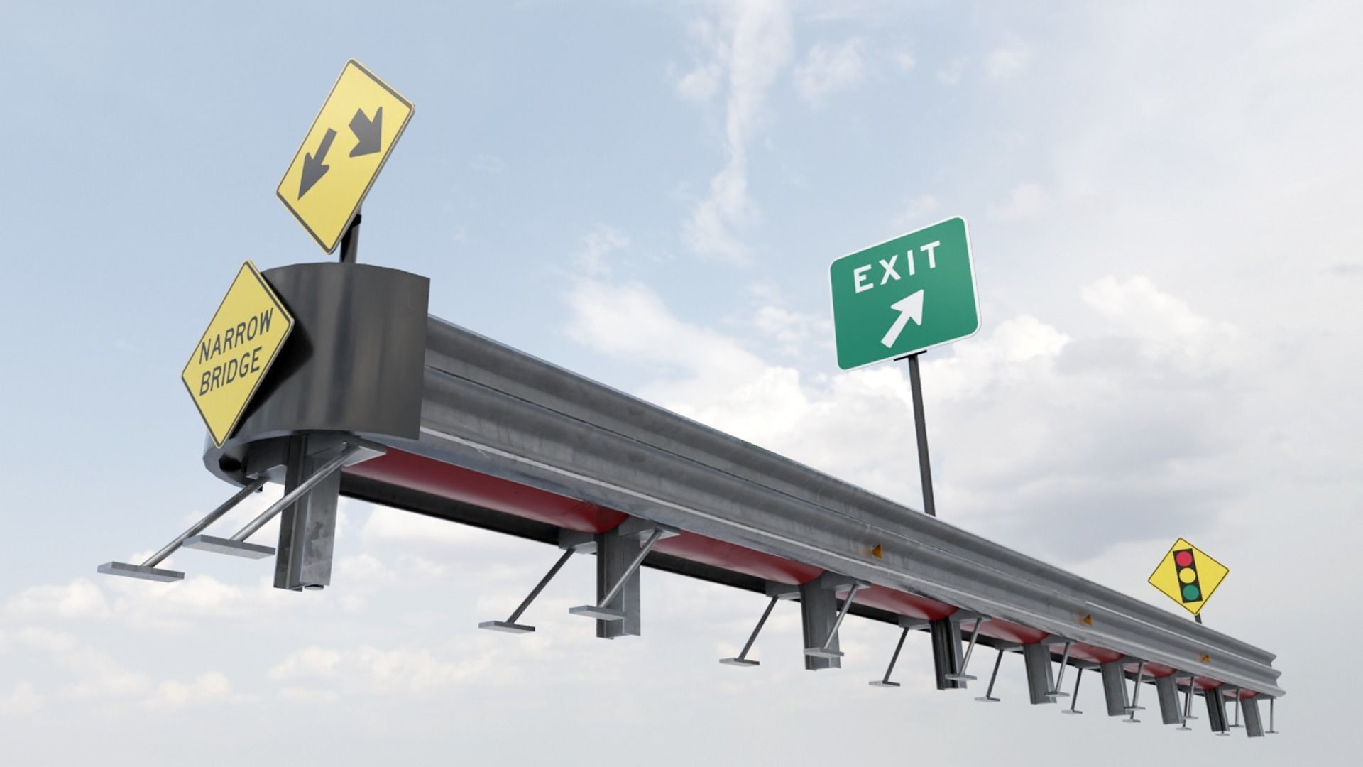 Guard Rail Low-poly 3D model_2