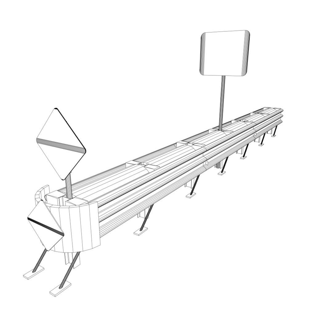 Guard Rail Low-poly 3D model_10