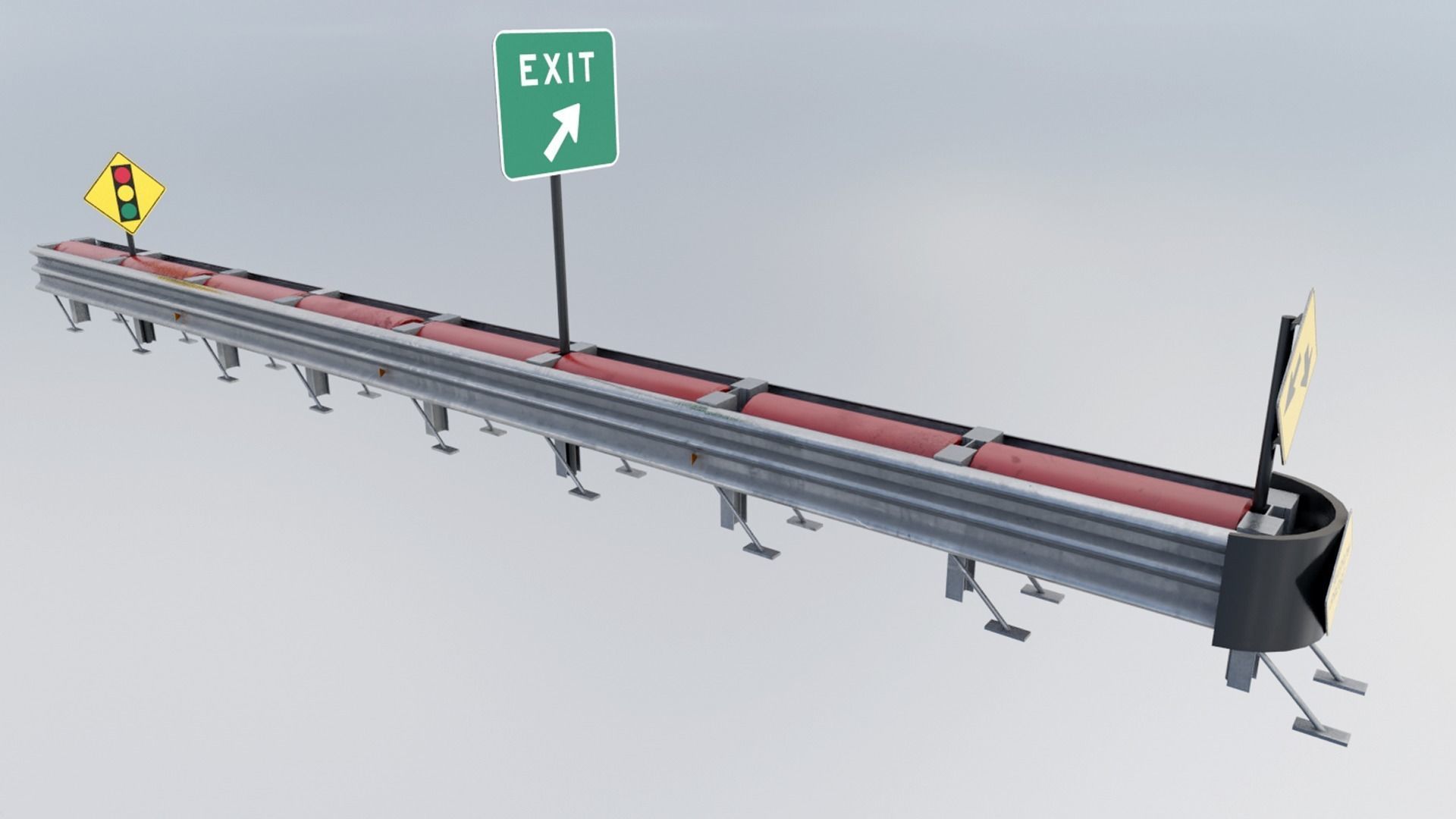 Guard Rail Low-poly 3D model_1