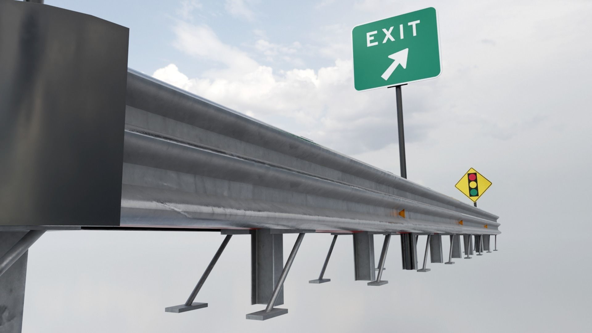 Guard Rail Low-poly 3D model_3