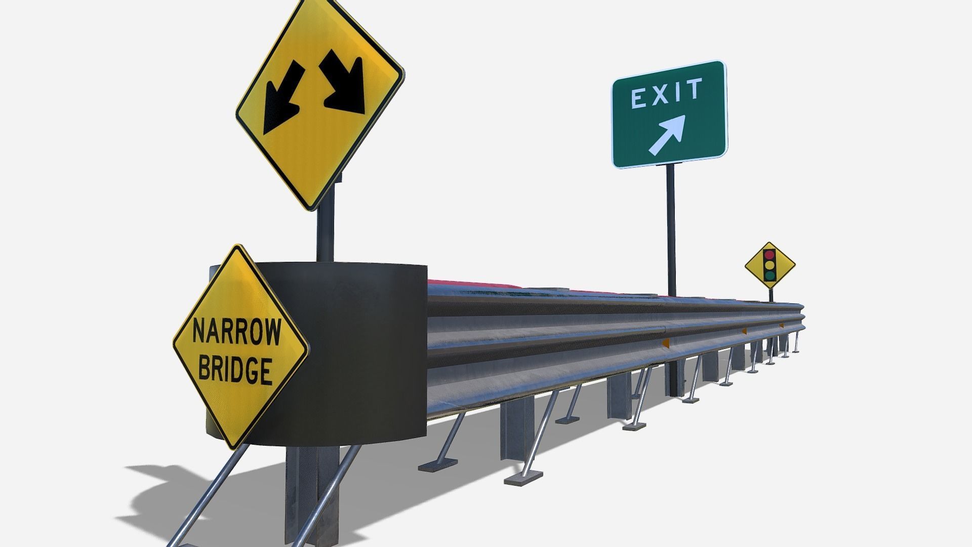 Guard Rail Low-poly 3D model_5