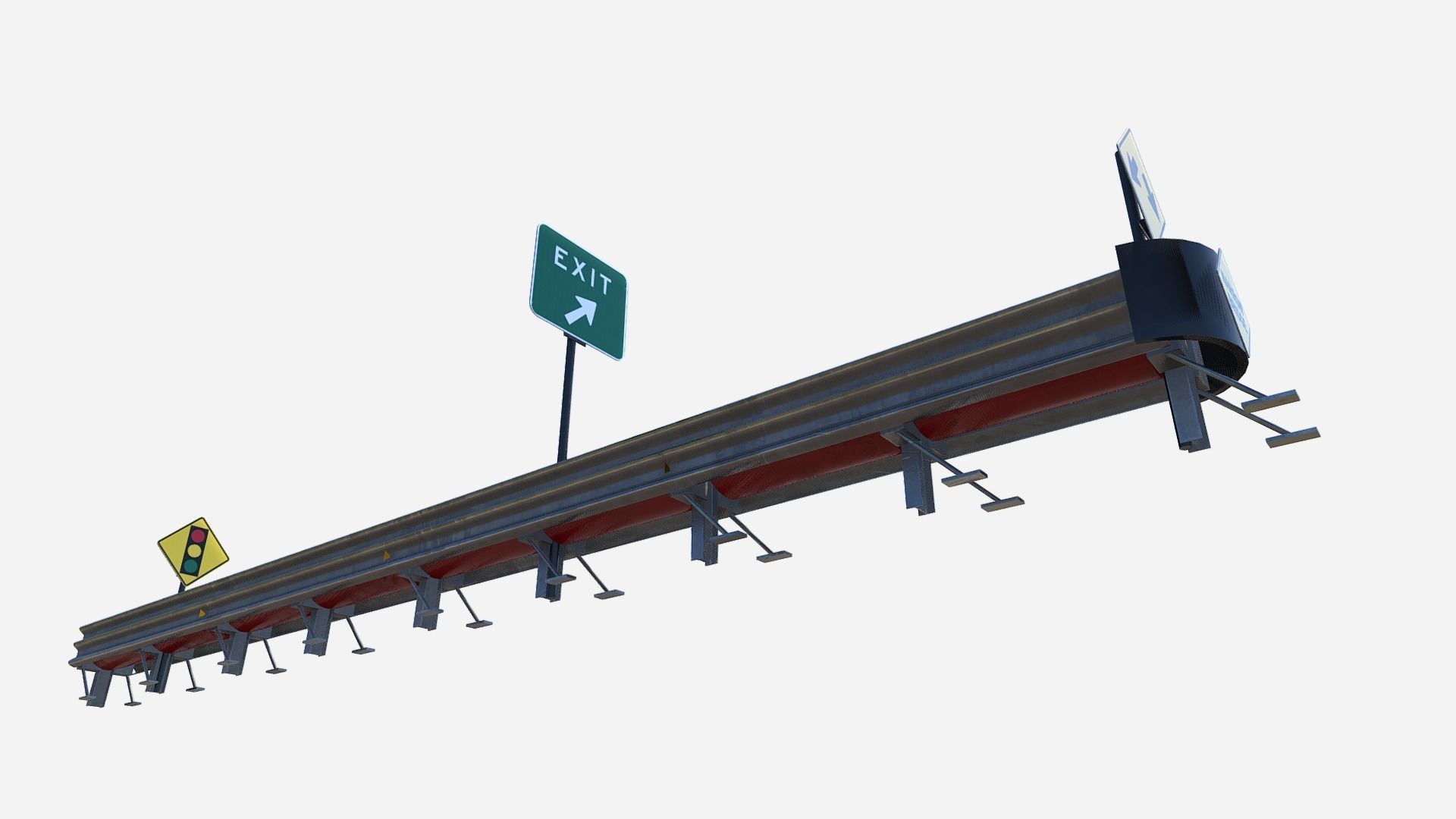 Guard Rail Low-poly 3D model_9