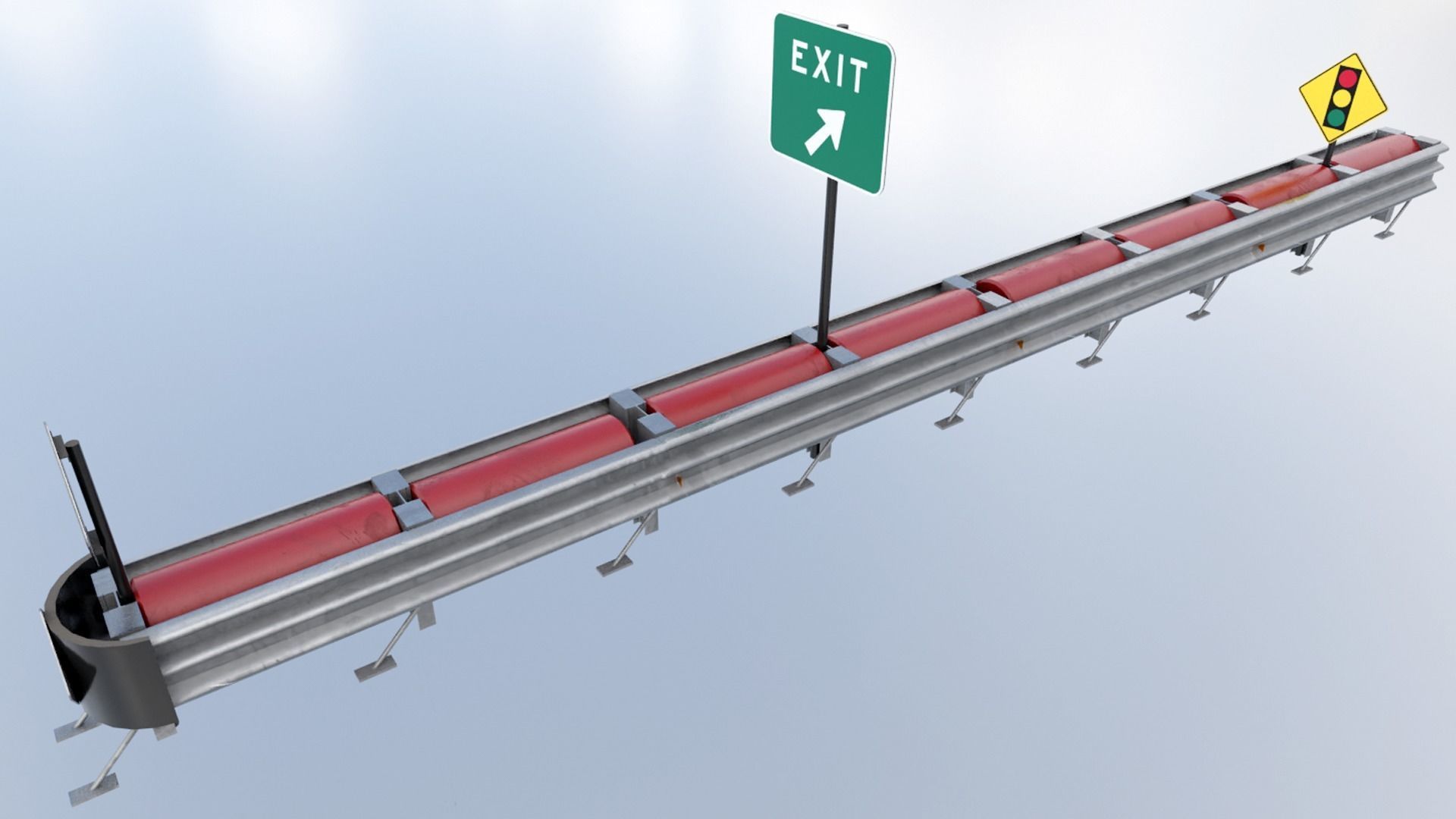 Guard Rail Low-poly 3D model_4