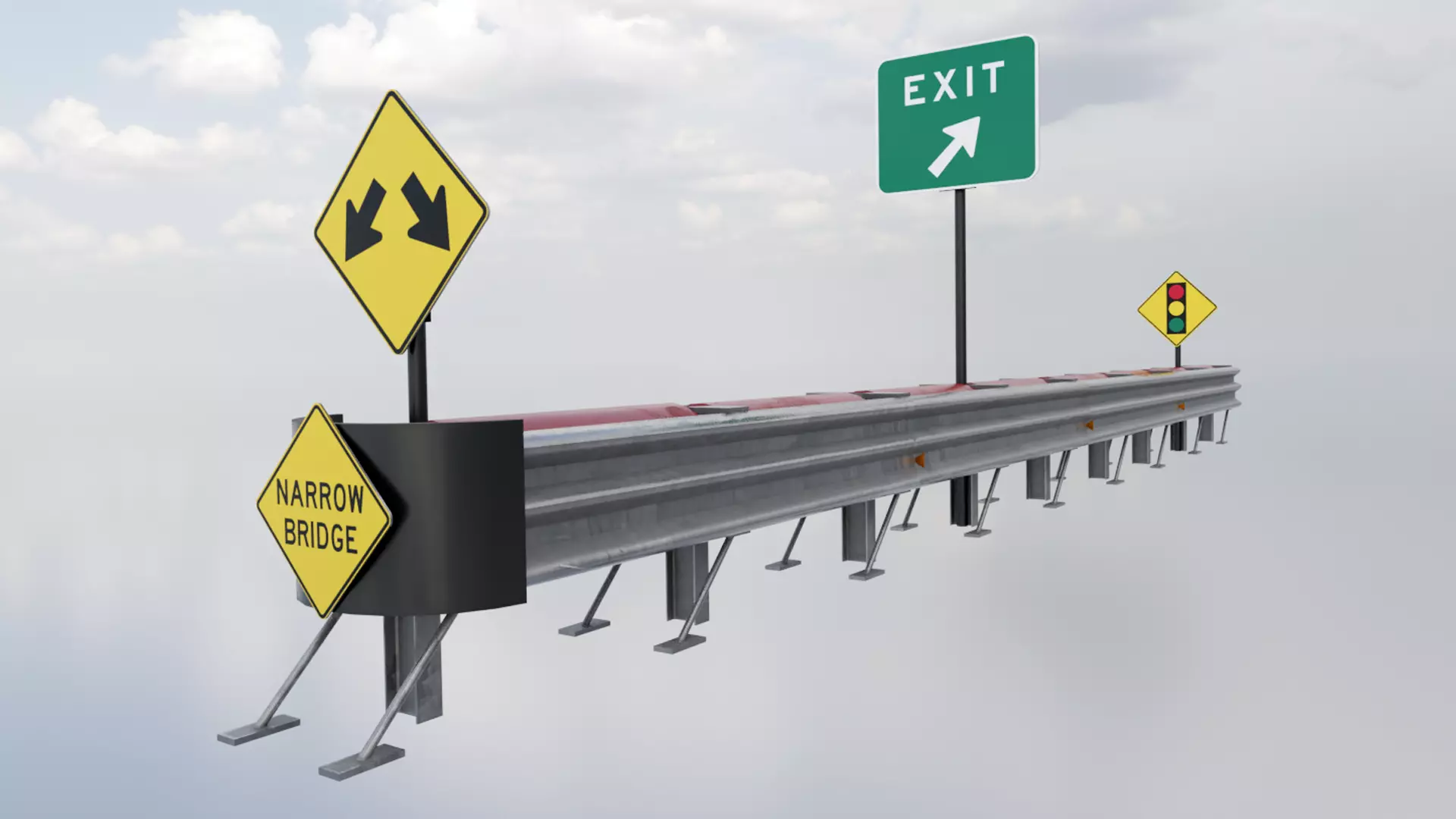 Guard Rail Low-poly 3D model_0