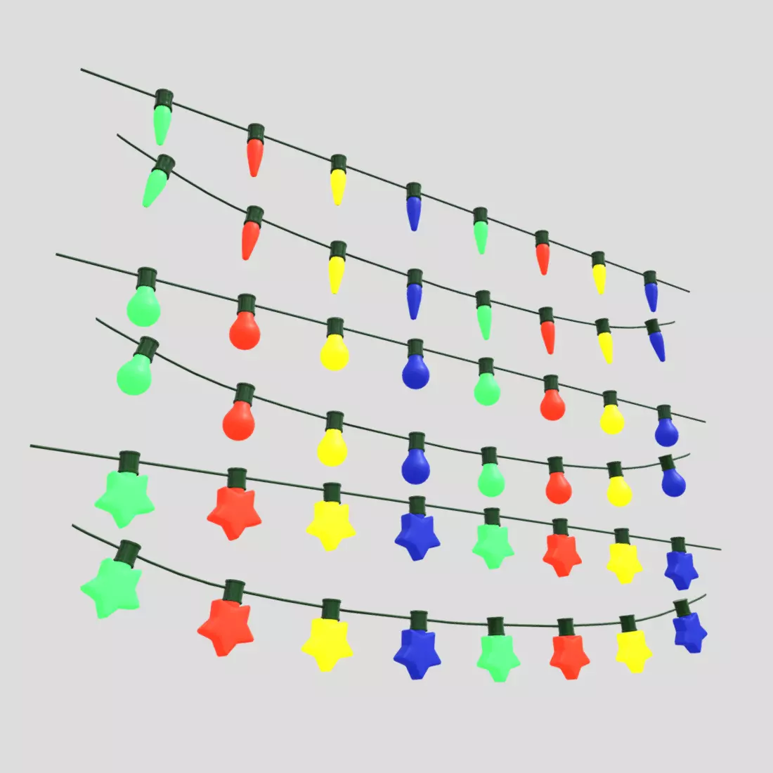 Fairy Lights Pack Low-poly 3D model_0