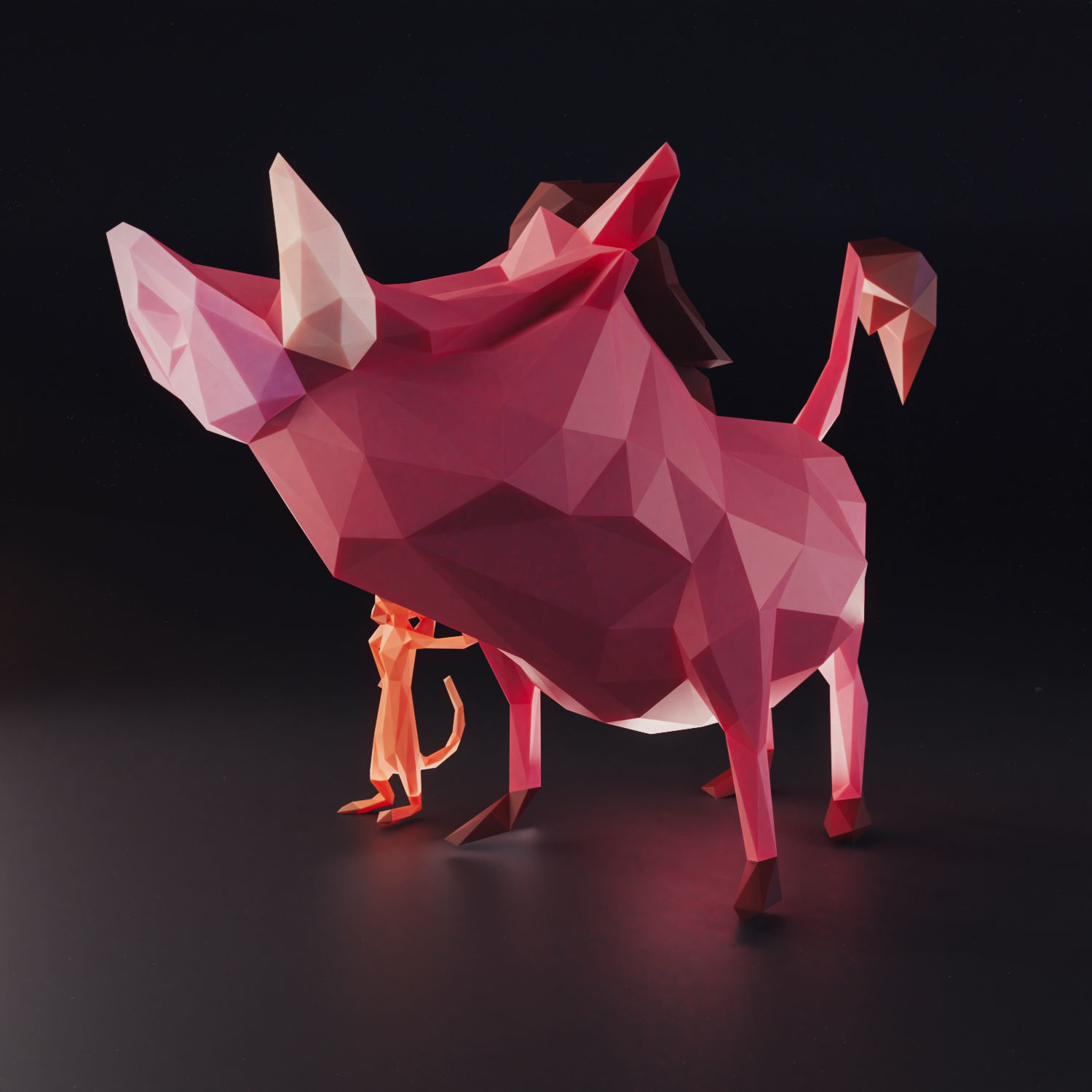Timon and Pumbaa Low Poly Low-poly 3D model_4