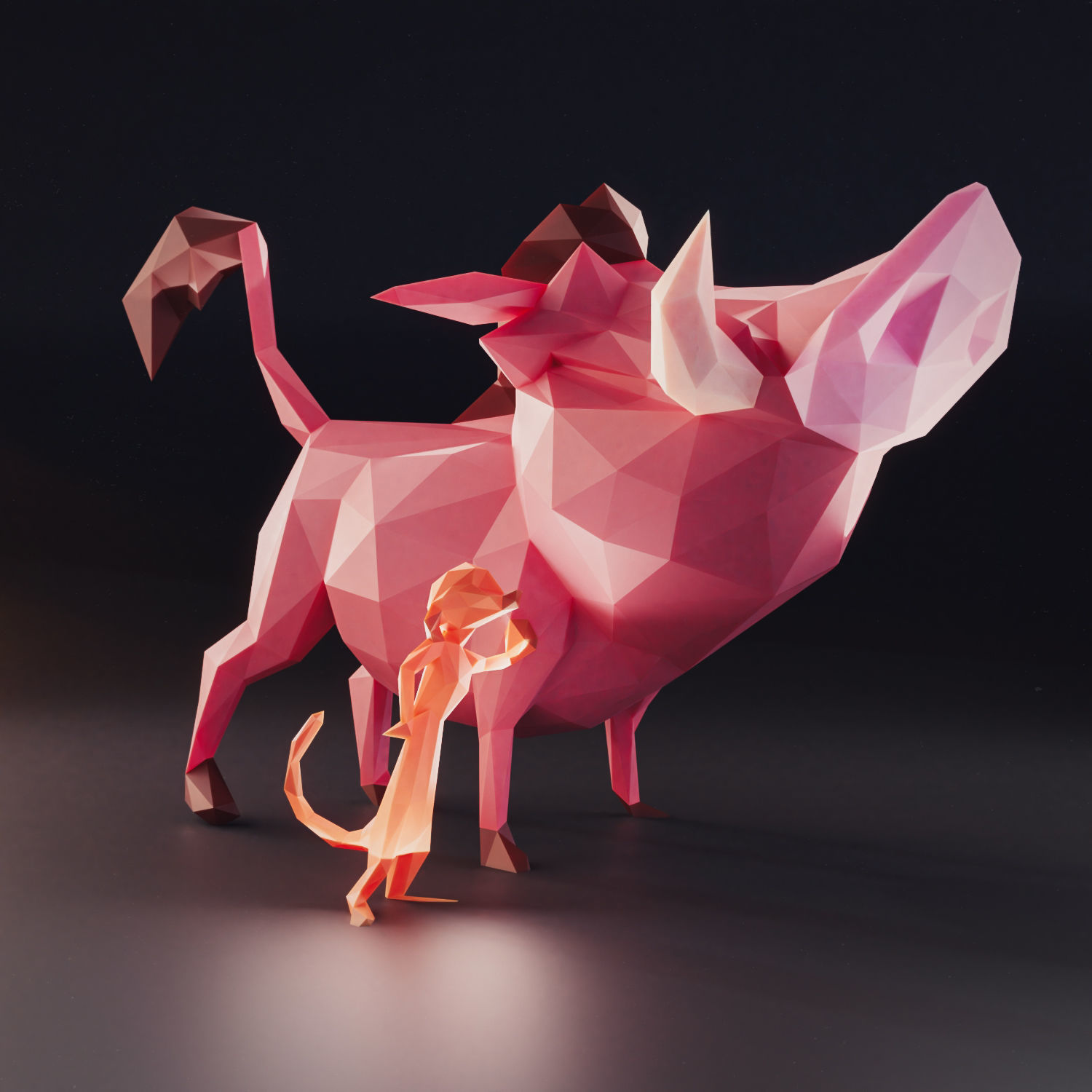 Timon and Pumbaa Low Poly Low-poly 3D model_1
