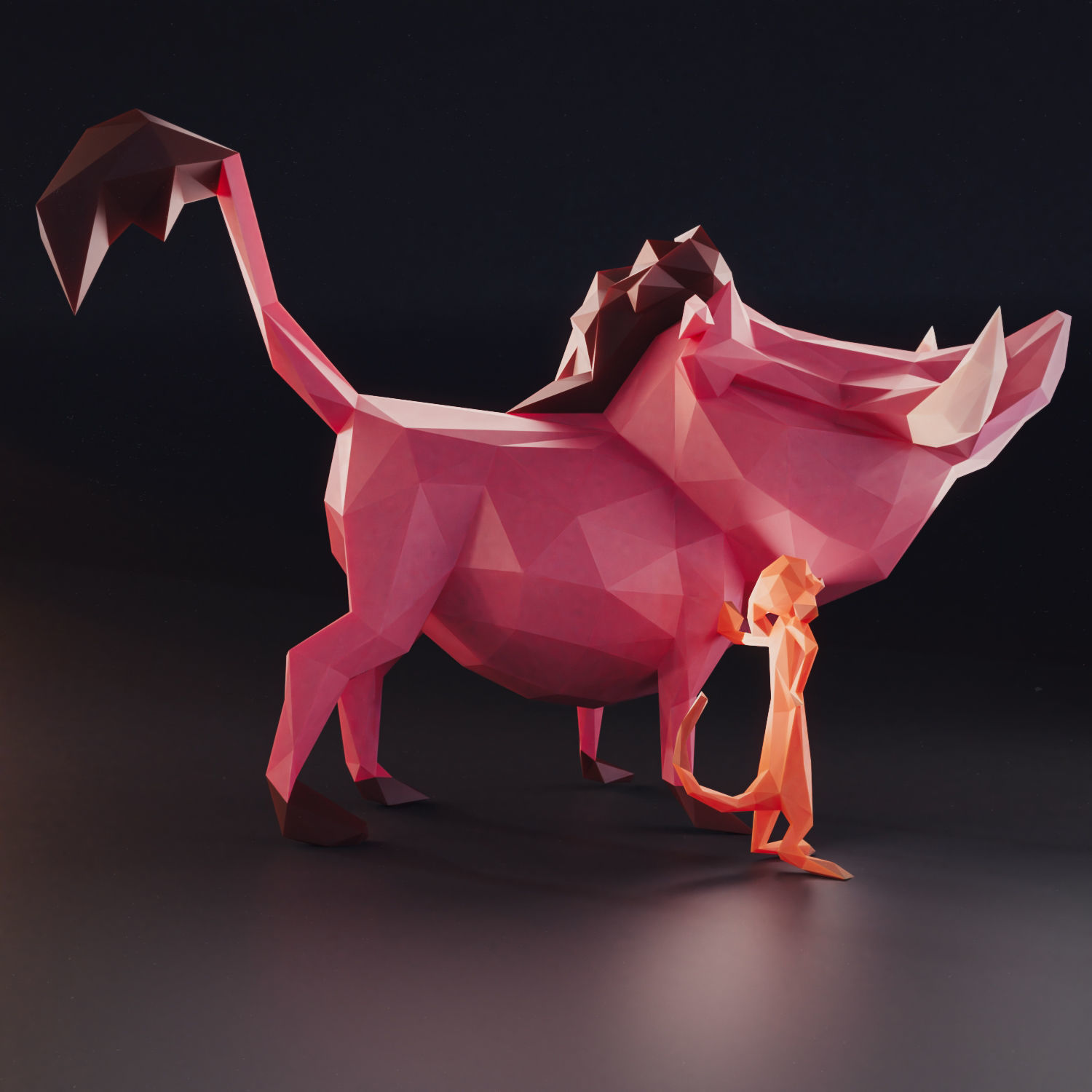 Timon and Pumbaa Low Poly Low-poly 3D model_2