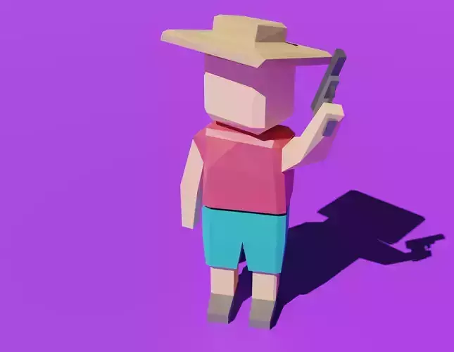 Low Poly Character cowboy holding gun