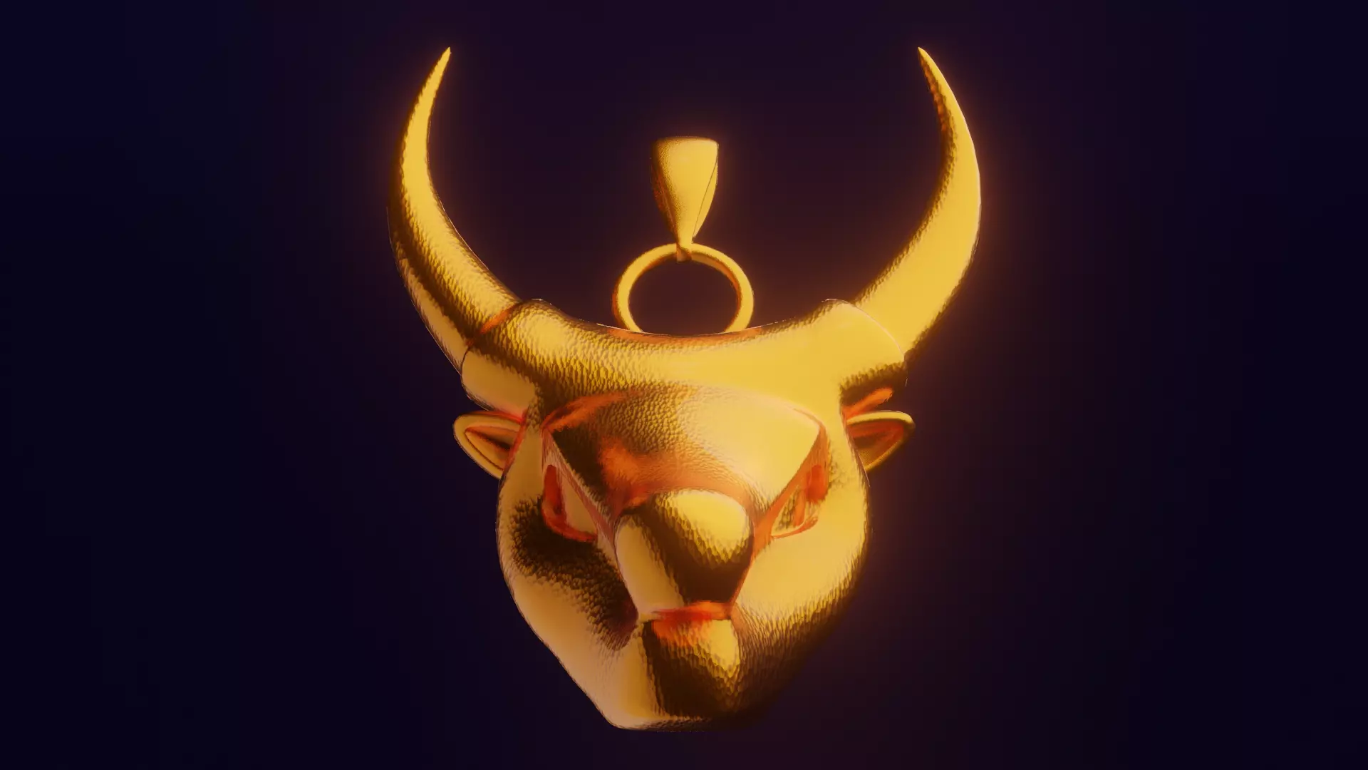 Gold Bull Head Pendant Free 3D model