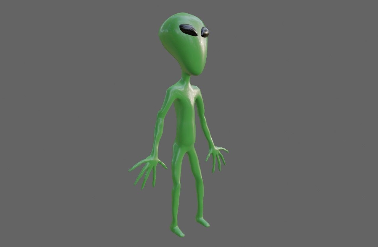 ET Alien - UFO - Extraterrestrial - Compatible with Mixamo  3D model_3