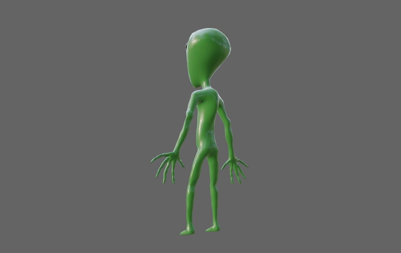 ET Alien - UFO - Extraterrestrial - Compatible with Mixamo  3D model_4