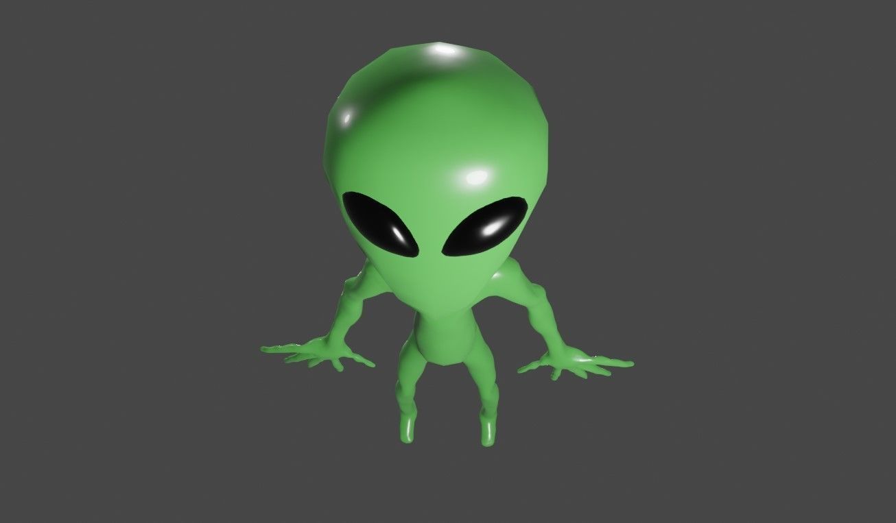 ET Alien - UFO - Extraterrestrial - Compatible with Mixamo  3D model_1