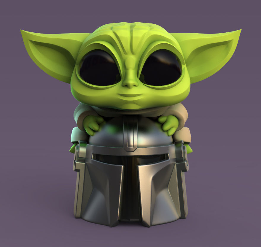 Grogu - Baby Yoda and Helmet 3D print model_1