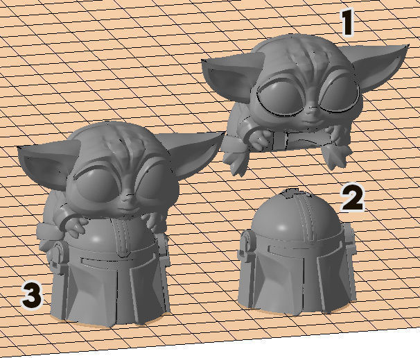 Grogu - Baby Yoda and Helmet 3D print model_14