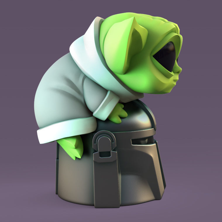 Grogu - Baby Yoda and Helmet 3D print model_2