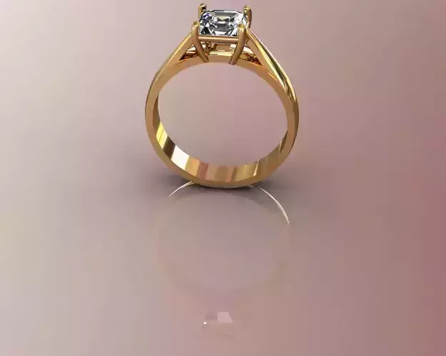Ring gold engagement with princess cut diamond