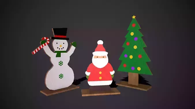 Wooden Christmas Decoration Set