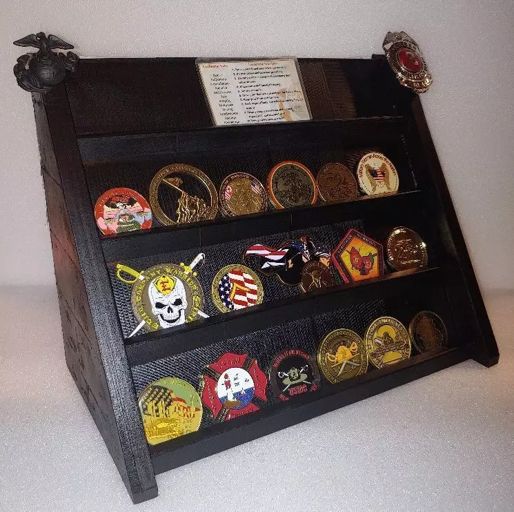 Military and first responder challenge coin holder 3D print model_0