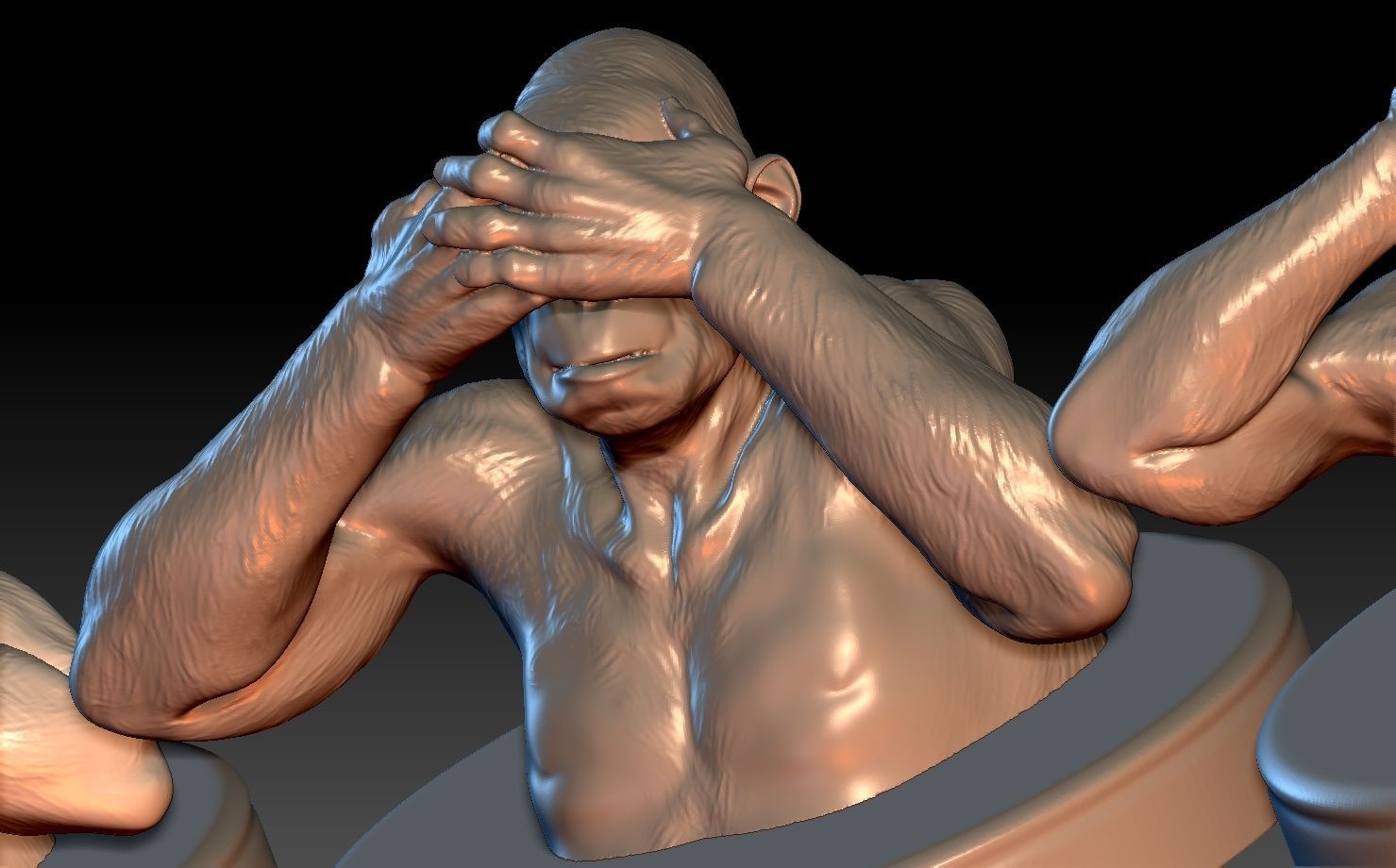 Three Wise Monkeys Set 3D print model_17