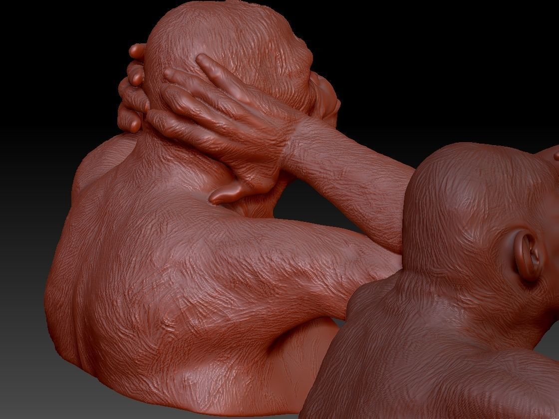Three Wise Monkeys Set 3D print model_10