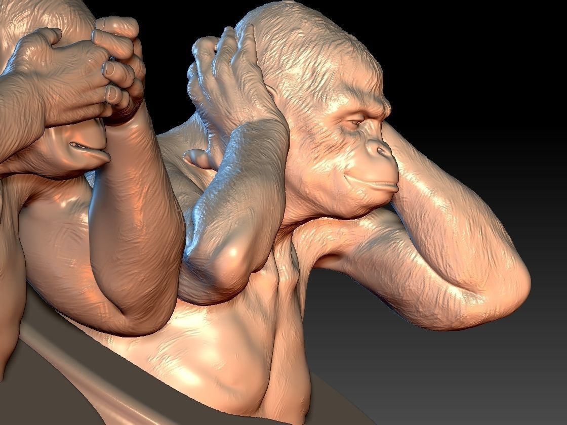 Three Wise Monkeys Set 3D print model_14