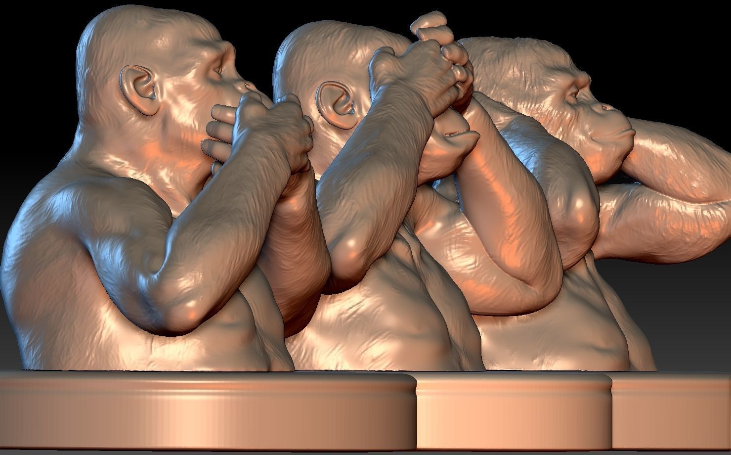 Three Wise Monkeys Set 3D print model_1
