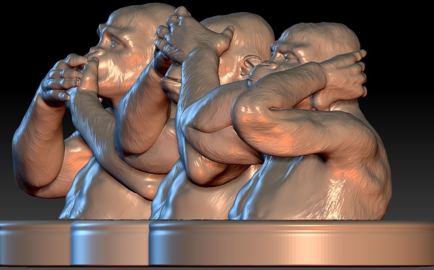 Three Wise Monkeys Set 3D print model_2