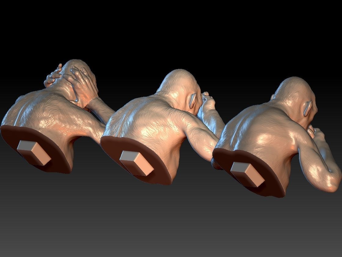 Three Wise Monkeys Set 3D print model_5