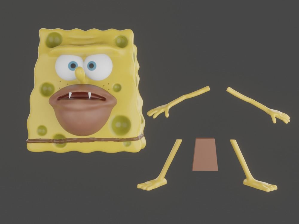 Spongebob Caveman meme sculpture art 3D print 3D print model_3