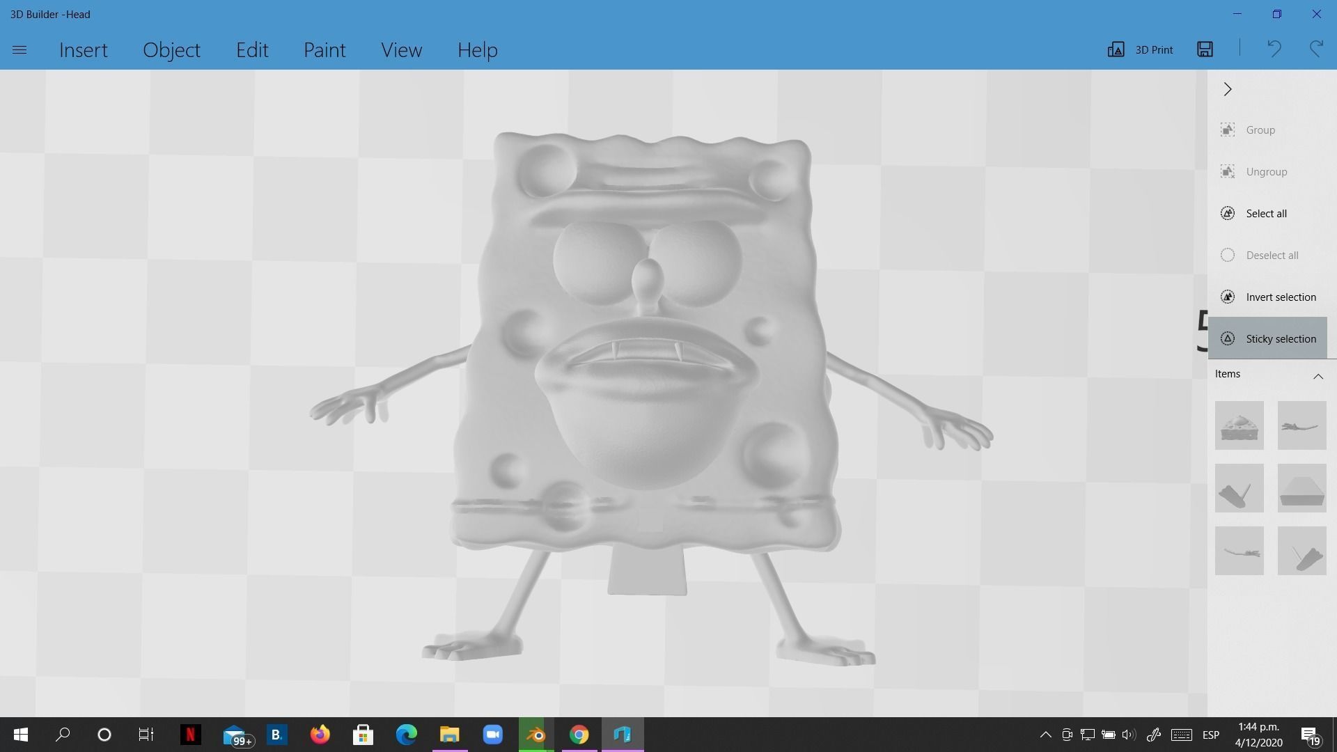 Spongebob Caveman meme sculpture art 3D print 3D print model_10
