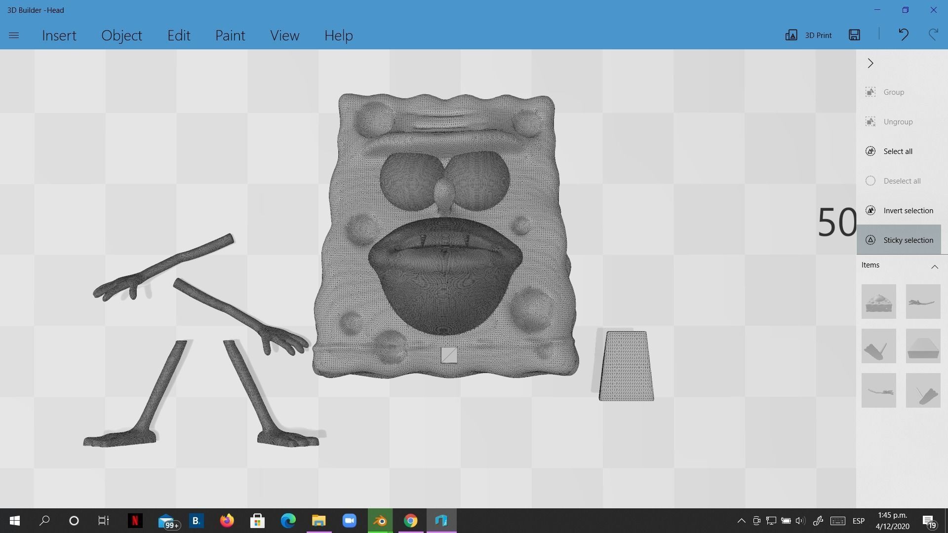 Spongebob Caveman meme sculpture art 3D print 3D print model_8