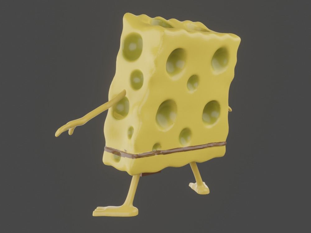 Spongebob Caveman meme sculpture art 3D print 3D print model_7